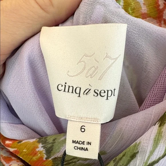CINQ A SEPT Raya Faded Chrysanthemum Sleeveless Cowl Midi Dress Lilac NWT Size 6 - Picture 7 of 10